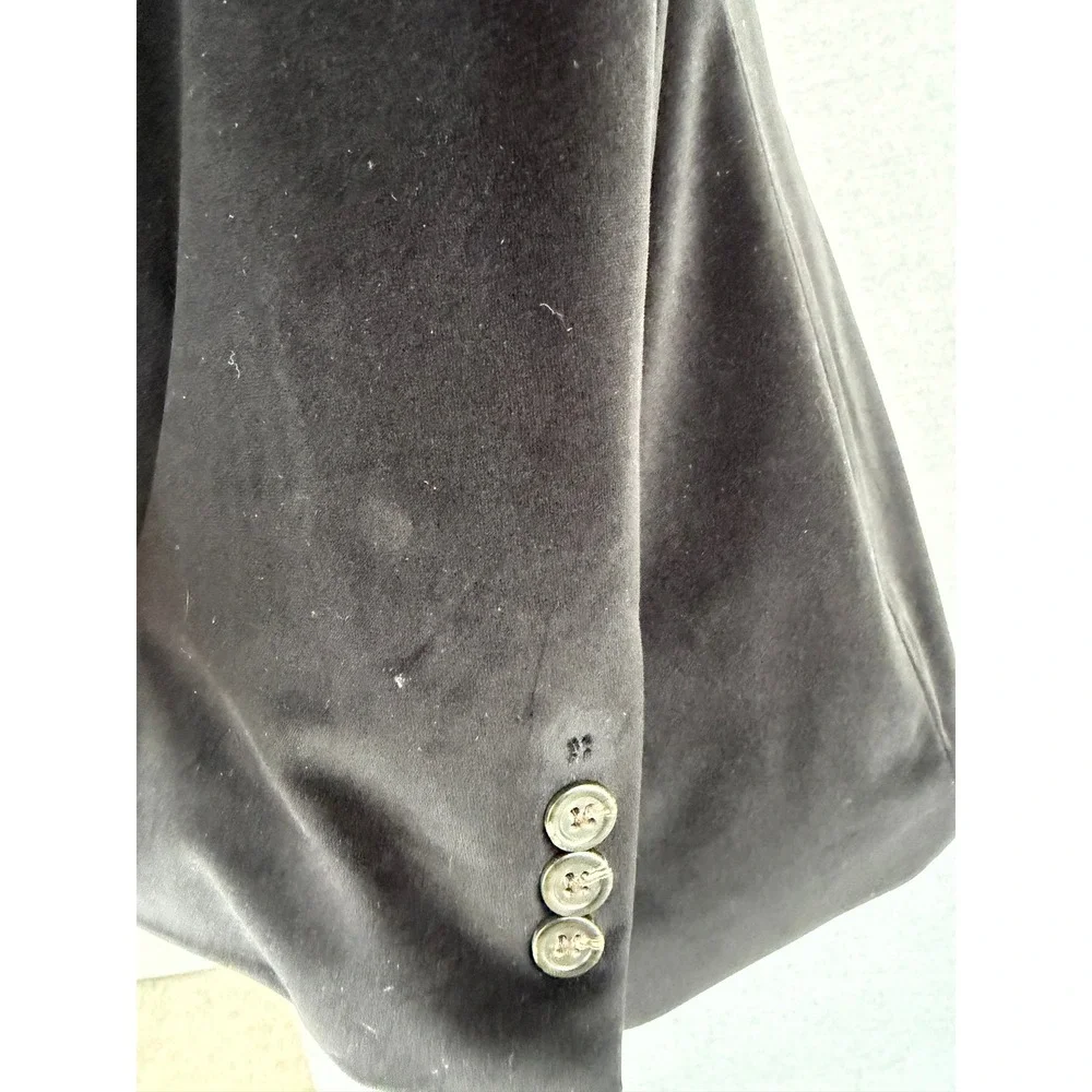 Chaps Mens Black Velvet Blazer Jacket Paisley Lining Two Button 48T Tall